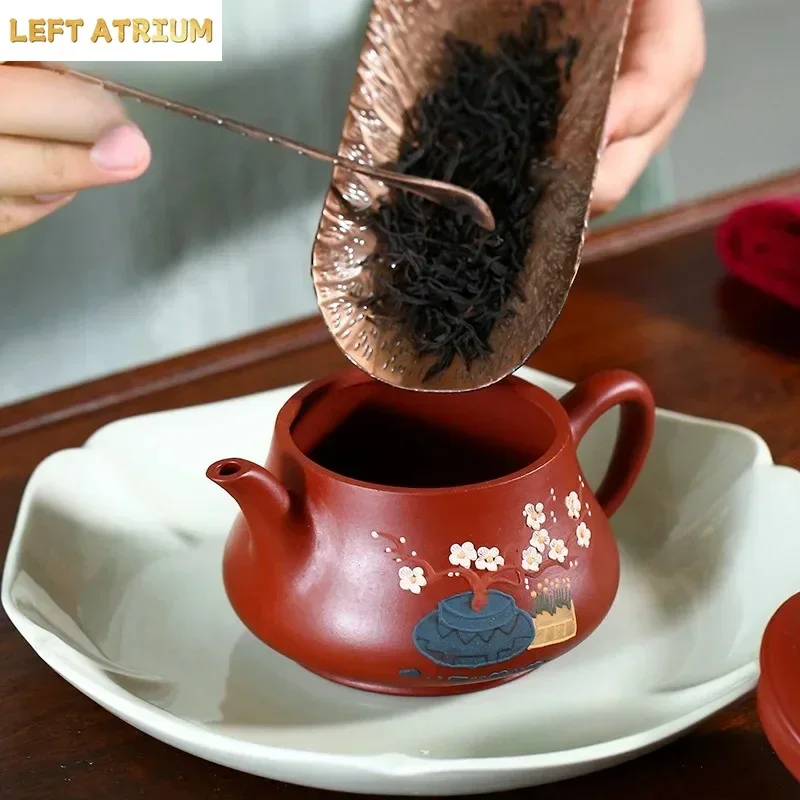 A Master of Purple Clay Teapots Hand-painted Plum Blossoms Original Da Hong Pao Comfortable Household Tea Brewing Set