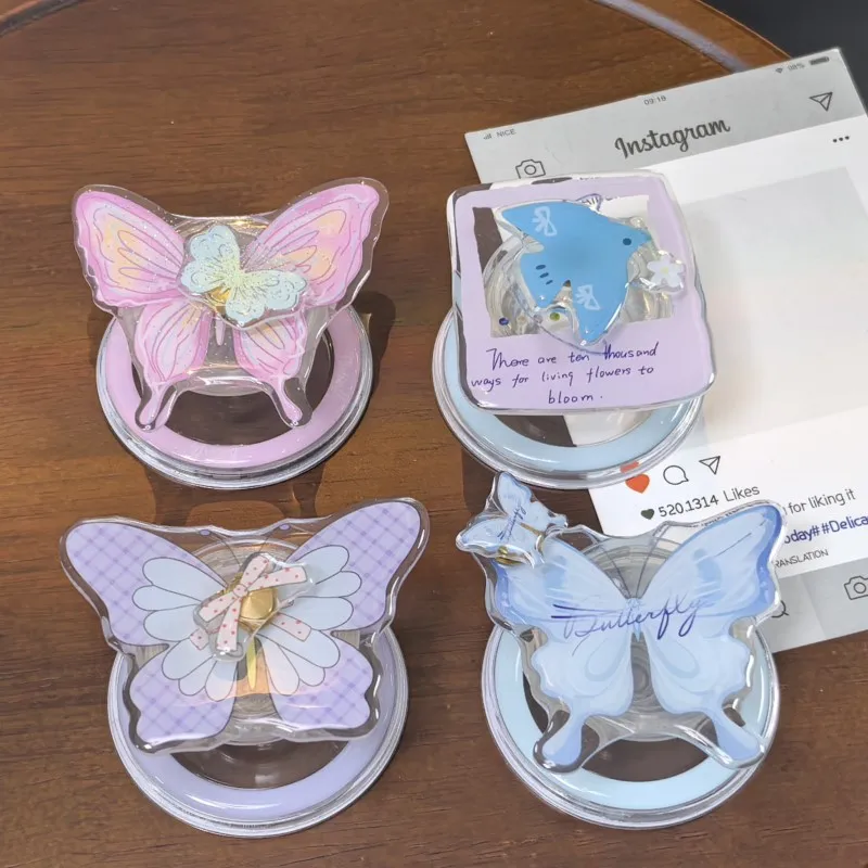 

Вращающийся держатель для телефона Dreamy Butterfly с магнитным креплением, акриловый эстетичный держатель для iPhone, Samsung, универсальный, для молодых девушек
