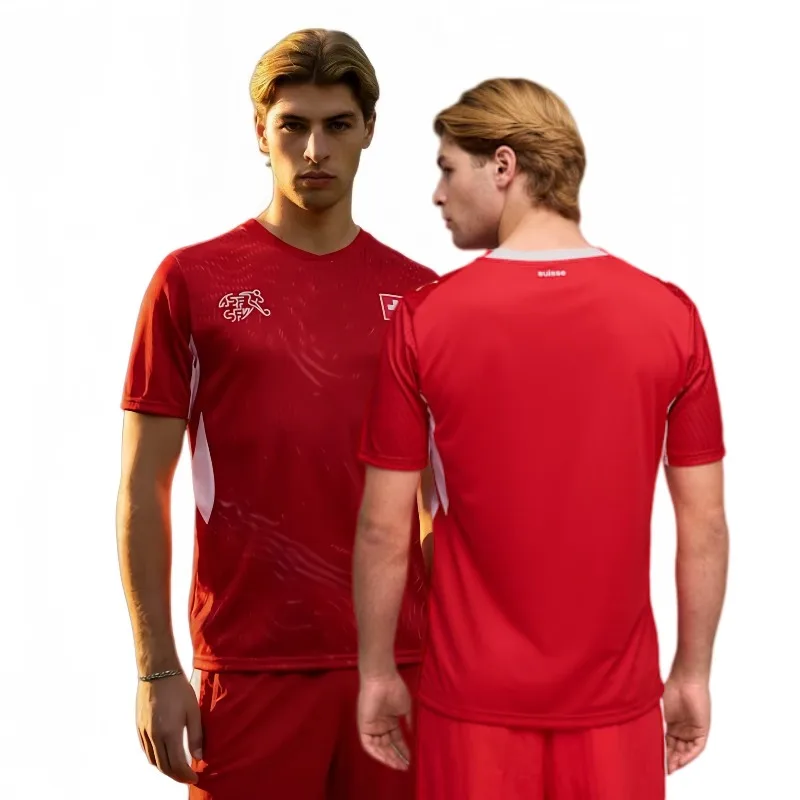

Switzerland Football Jersey Pack of 2 Wearing Shorts Men Breathable Short Sleeve Soccer Sets Training Shirt Sports Uniform