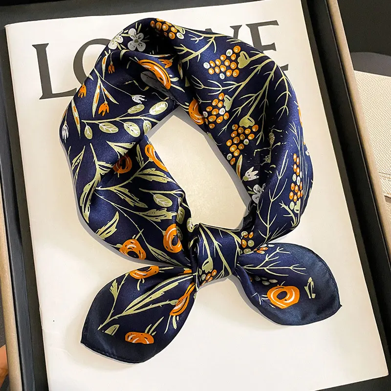 2024 Fashion 100% Real Silk Square Satin Scarf For Women Shawl Foulard Hijab Neckerchief Wrap Bandana Neck Wrist Bufanda Echarpe