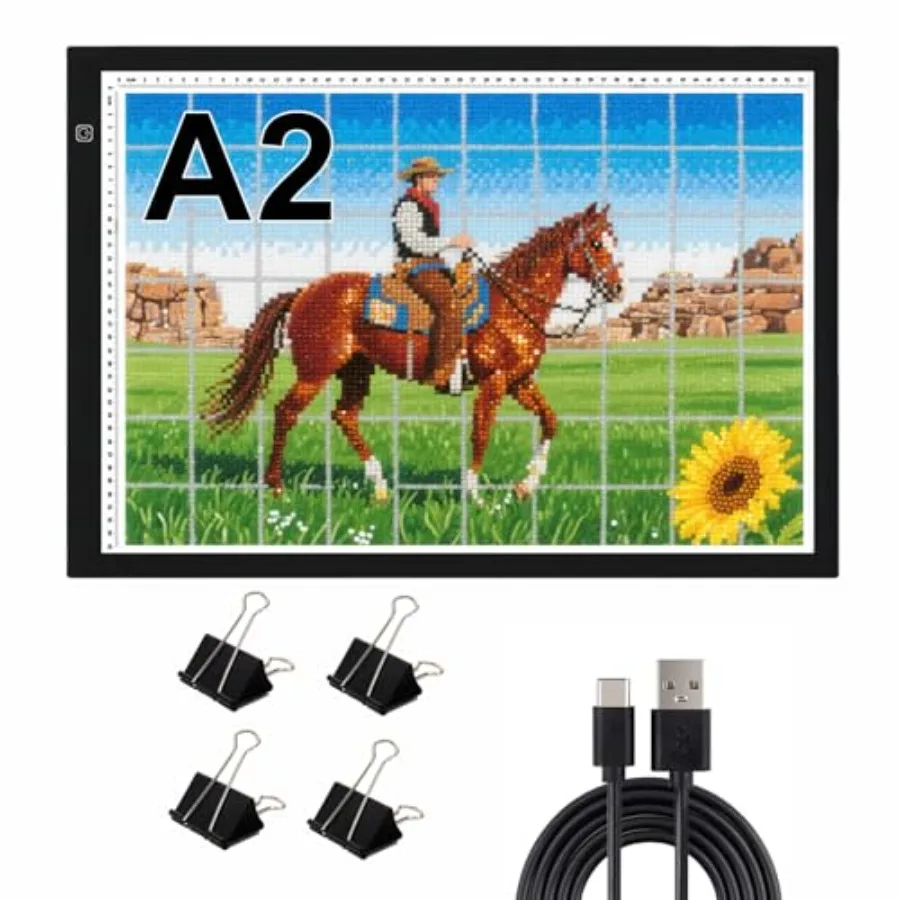 

A2 Extra Large Tracing LED Light Pad for Diamond Art Sketching Painting - Adjustable Brightness Sketching Tracing - USB Powered