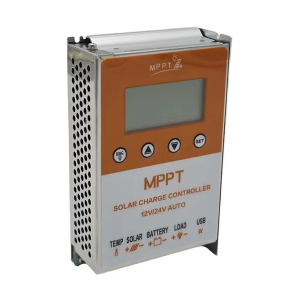 10A 20A MPPT Solar Controller 12V 24V Auto Recognize LCD Display Dual USB Port For PV Panel Battery Charging System Aluminum Cas