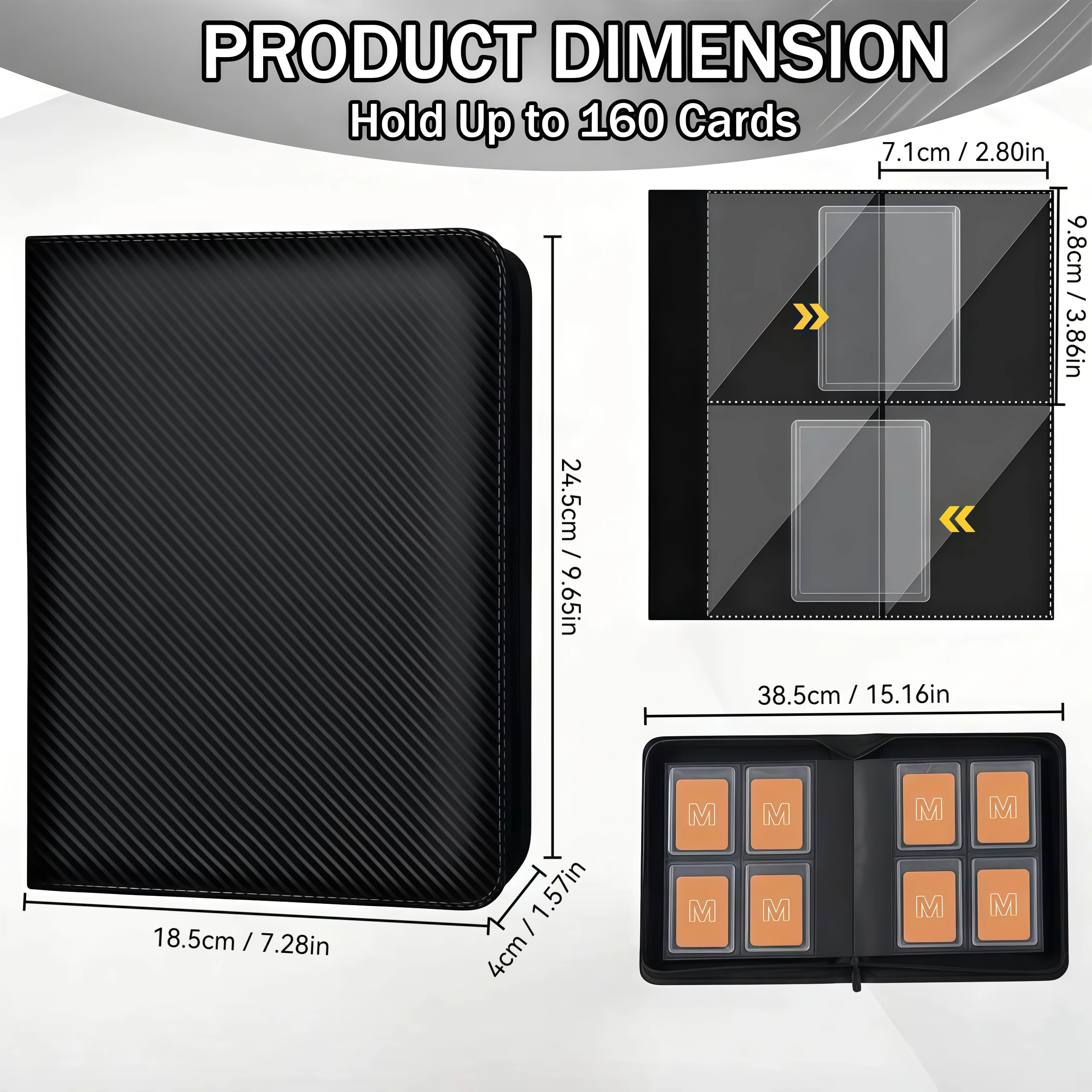 مجلد بطاقات التداول الفاخر ذو 4 جيوب، مجلد Tcg، مع 160 جيبًا تحميلًا جانبيًا، ألبوم بطاقات التداول مناسب لـ Mtg، Yu-Gi-Oh!، البيسبول، بطاقات رياضية لكرة القدم، مثالي لعشاق البطاقات، أسود، هدية عيد الميلاد، هدية عيد الشكر #2