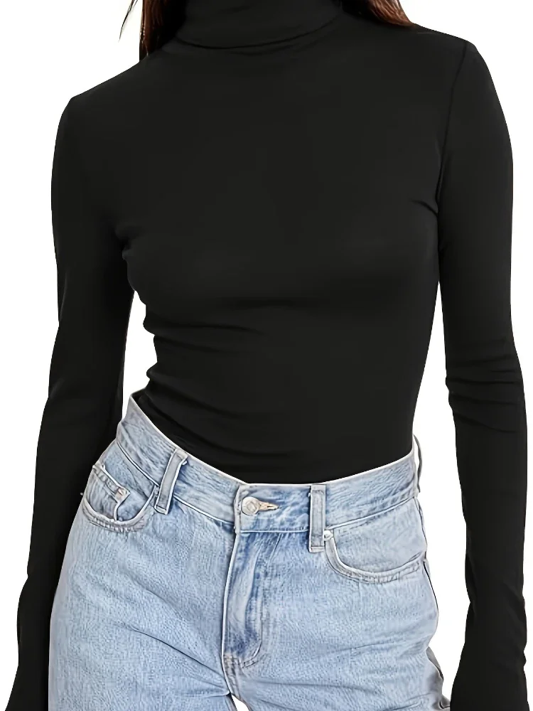 Maglione da donna taglie forti 2025 Nuovo autunno inverno maglione pullover a costine lavorato a maglia spessa dolcevita a maniche lunghe slim caldo Pull Femme