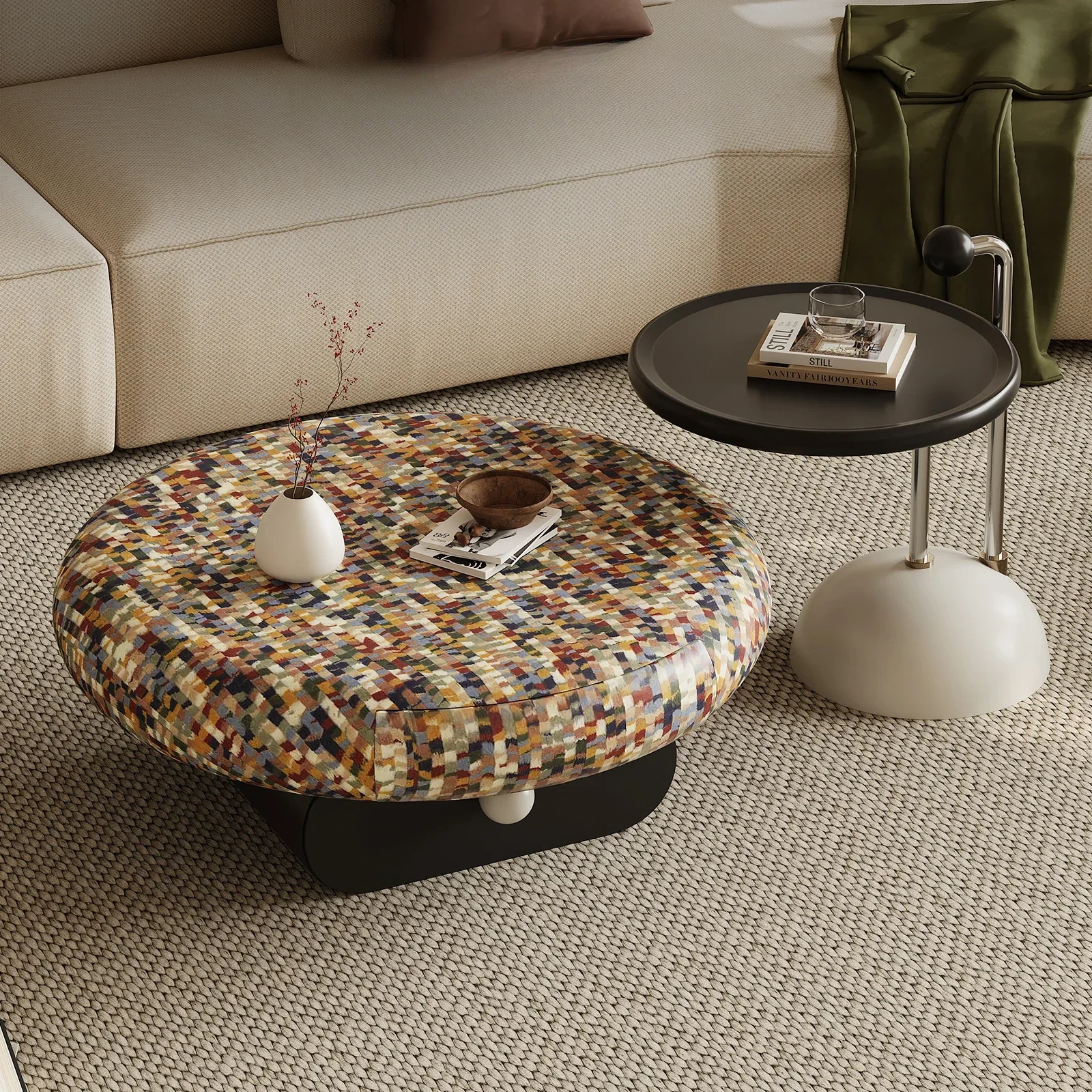 

Designer rainbow coffee table combination creative round high-end Italian minimalist living room home