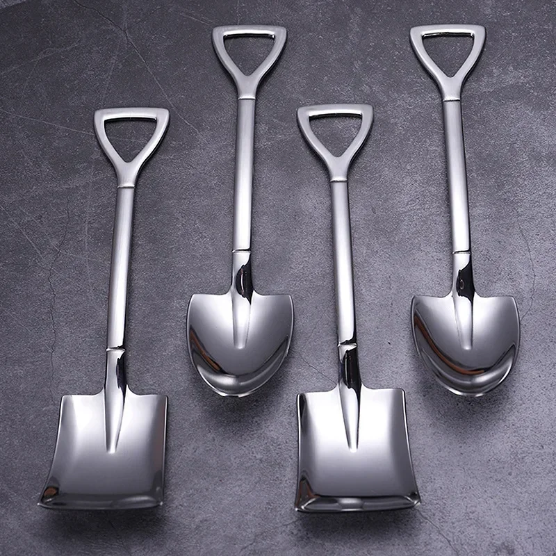 Shovel Spoon Fork Shovel Coffee Spoon Set Shovel Handle Dessert Spoon Ice Cream   Shape Fork Fruit Fork