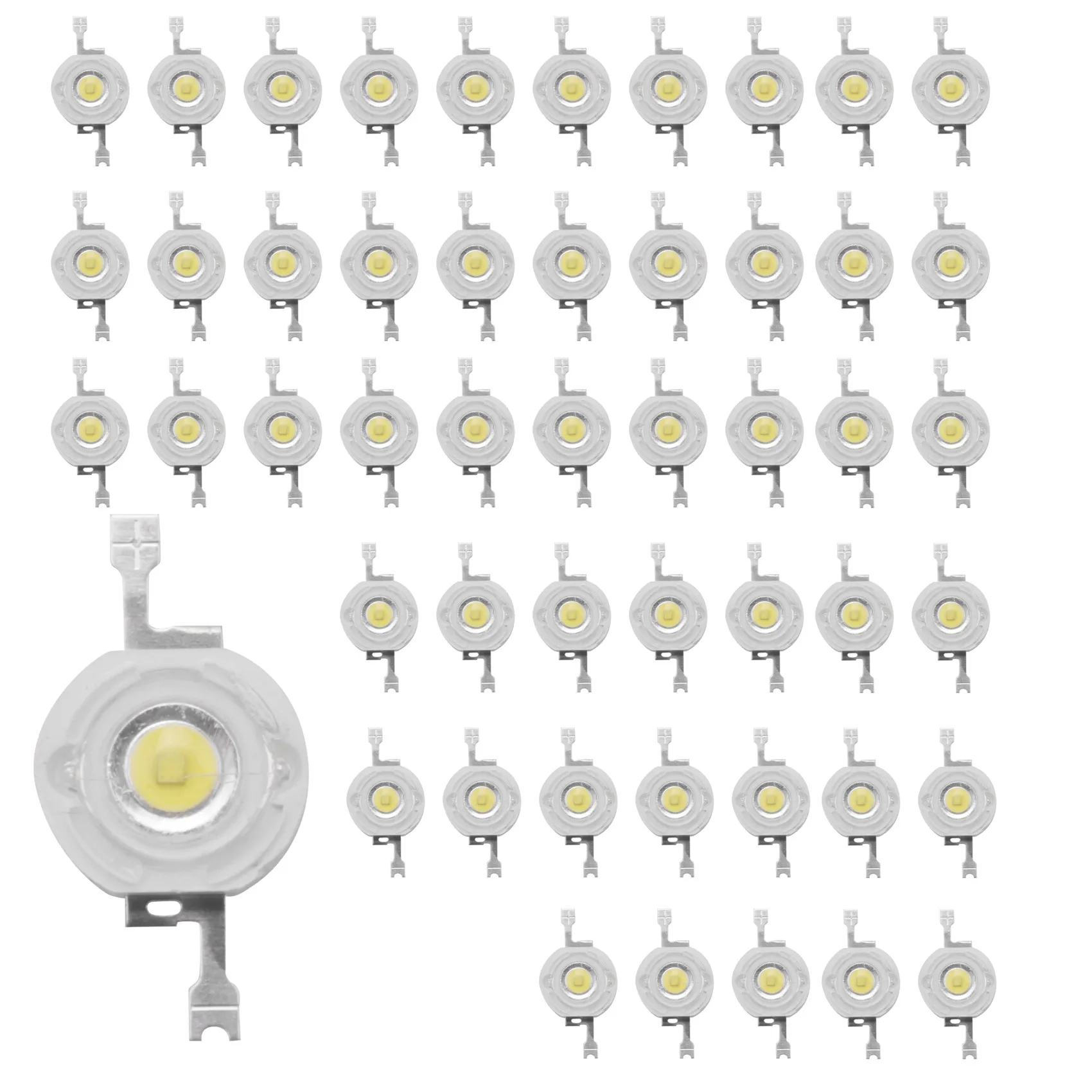 Perles LED Blanches Froides, Diode Haute Puissance, Puce de Lampe 1 W, 3V-3.4V, 50Pcs