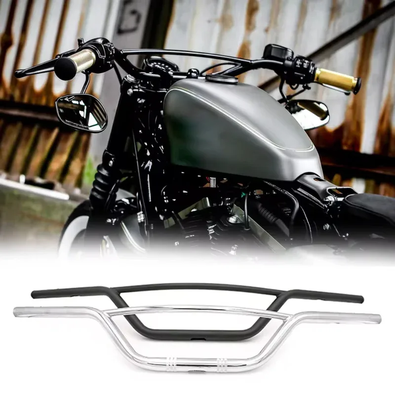 

Vintage Retro Motorcycle Handlebar 22/25mm Compatible with Harley Sportster XL883 XL1200 X48 Dyna Softail Cafe Racer Models