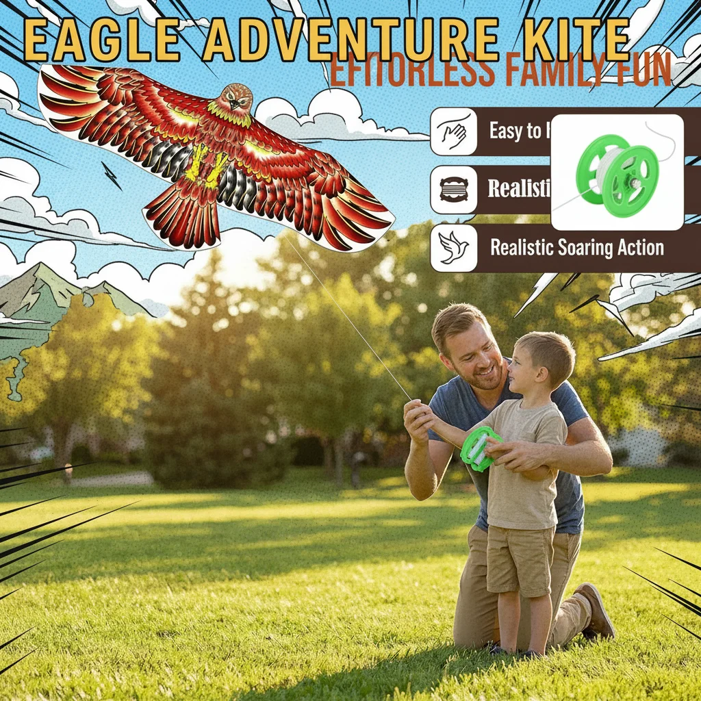 Cometa de simulación de águila para exteriores, grande, con diseño de pájaro cicatrizado, para niños y adultos, ideal para puestos de venta.