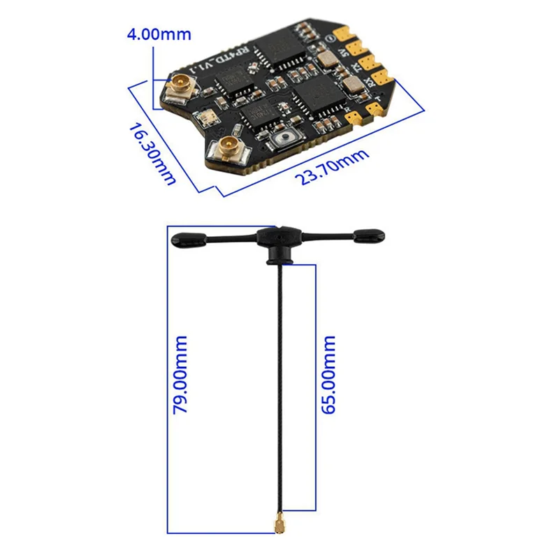 PHILE-RP4TD ELRS 2.4G Receptor de Diversidade Fpv Antena Dupla Receptor de Navegação Remota Receptor Modelo Uav