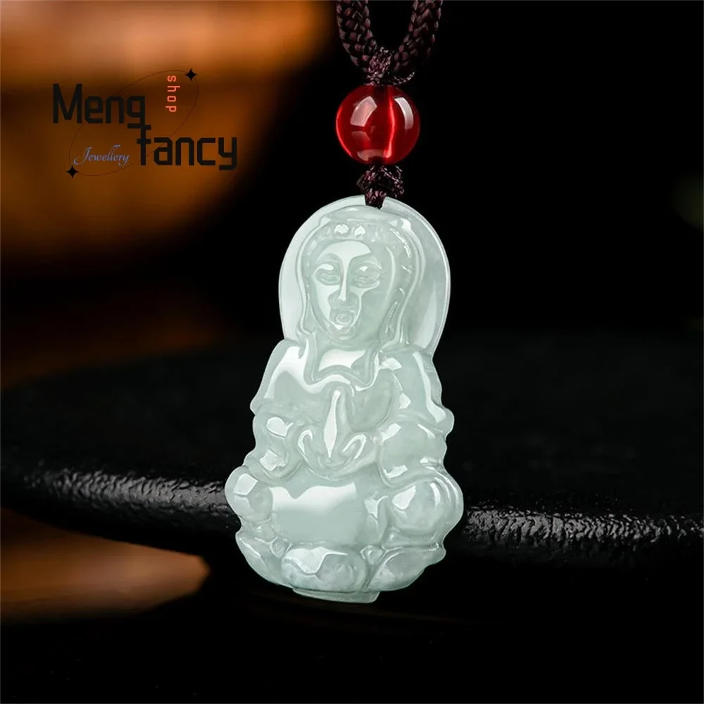 

Natural Myanmar A-goods Jadeite Icy Guanyin Jade Pendant Exquisite Fashion Jewelry Best Selling Amulets and Mascots Holiday Gift