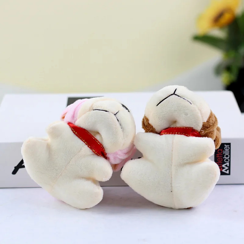 Fun Lovely Dog Small Doll Pendant Cute Simulation Puppy Plush Toy Keychain Bag Pendant Plush Bulldog Keychain Plush Stuffed Doll