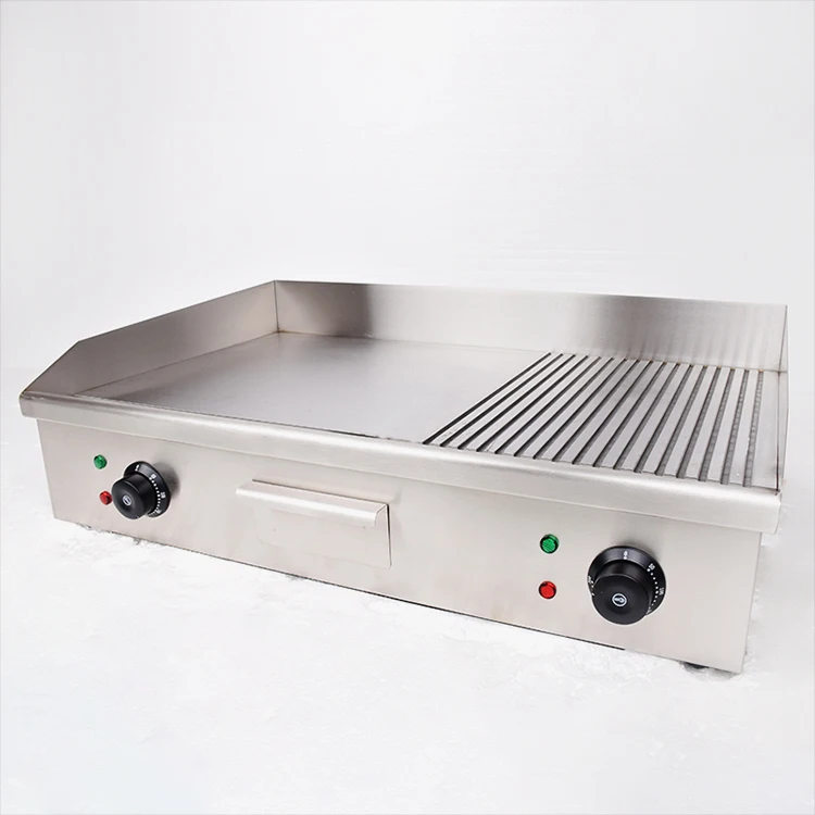 Manufacture Restaurant Kitchen 700 Series Built Electric Griddle With 2/3 Flat And 1/3 Outdoor Barbecue Grill Machine