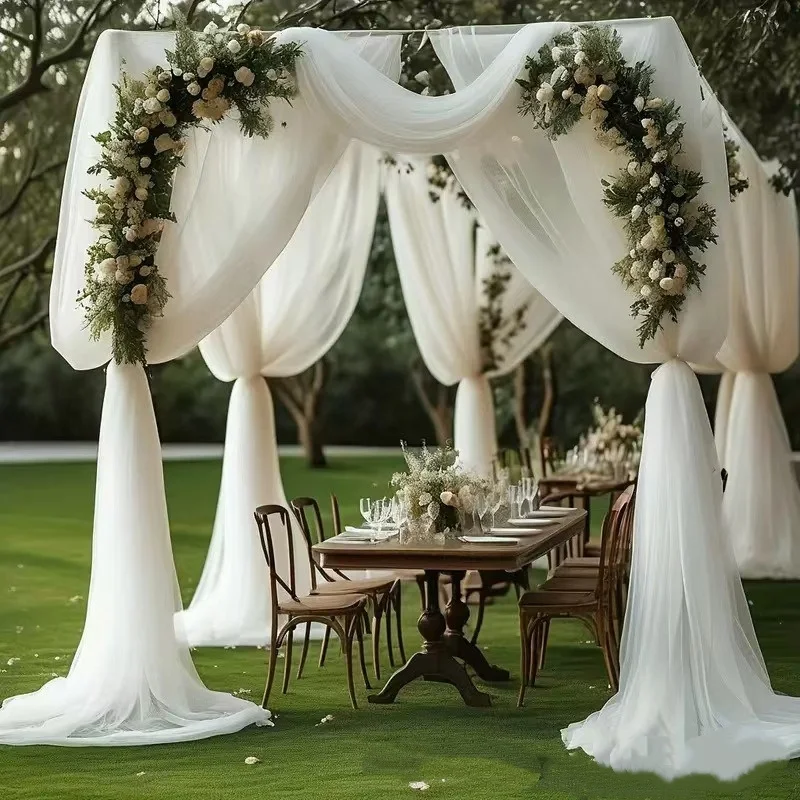 Voilage en tulle doux pour arche de mariage, draperies de plafond, rideau de fond pour cérémonie en extérieur, fête, et décoration de chaise