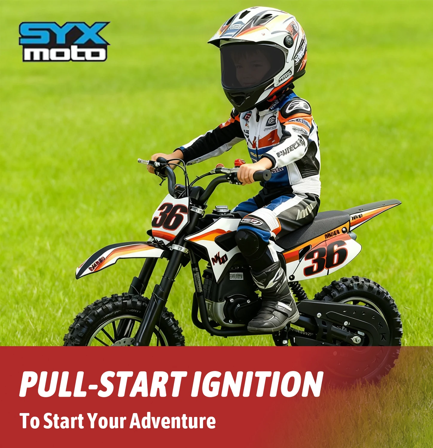 SYX MOTO 40cc 어린이를위한 먼지 자전거 4 스트로크 가스 구동 미니 구덩이 자전거 오프로드 오토바이 어린이를위한 선물 오토바이 먼지 자전거