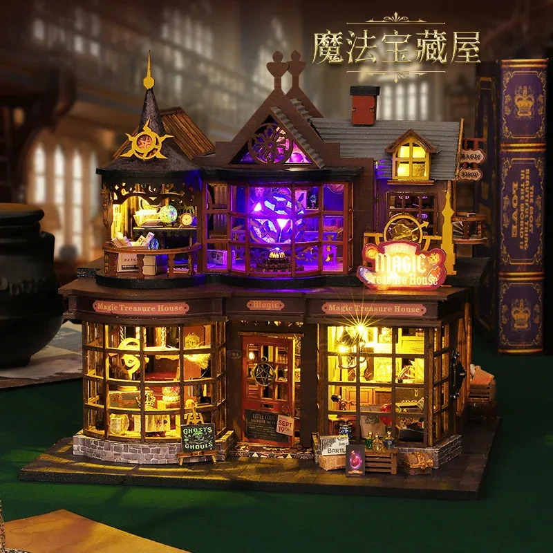 Kit di costruzione in miniatura in legno per casa delle bambole fai-da-te Accessori per mobili per casa delle bambole Giocattoli per bambini Regali di Natale di compleanno