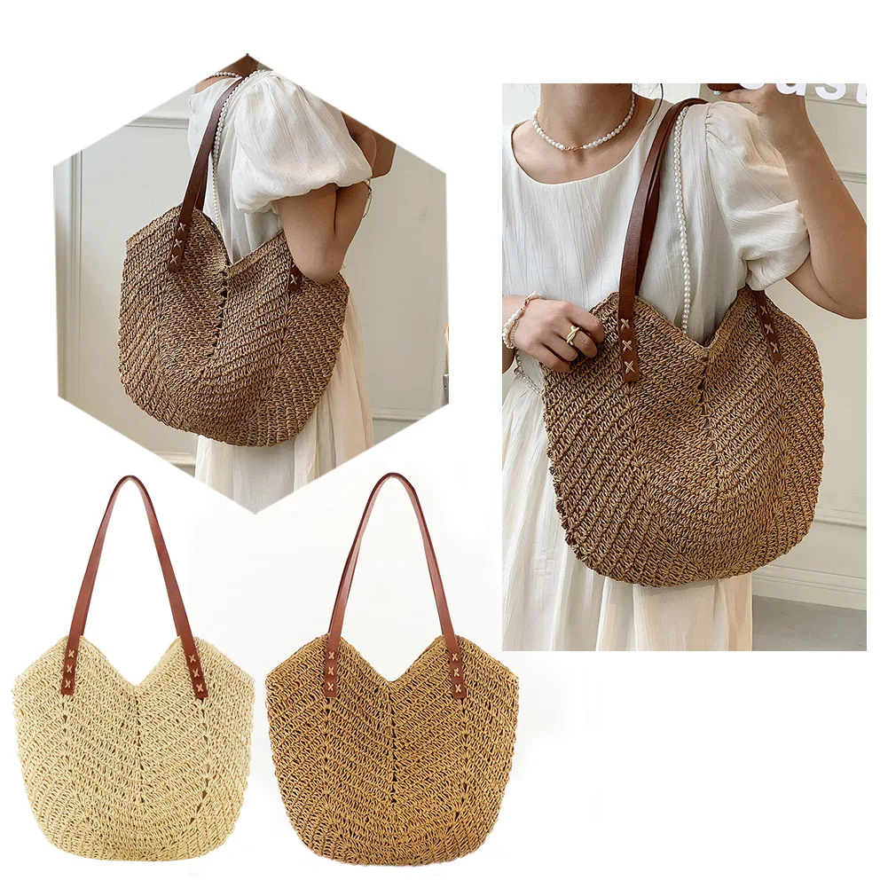 

Beach Bags Fashion Ladies Woven Bag Summer Handmade Elegant Casual Tote Purses