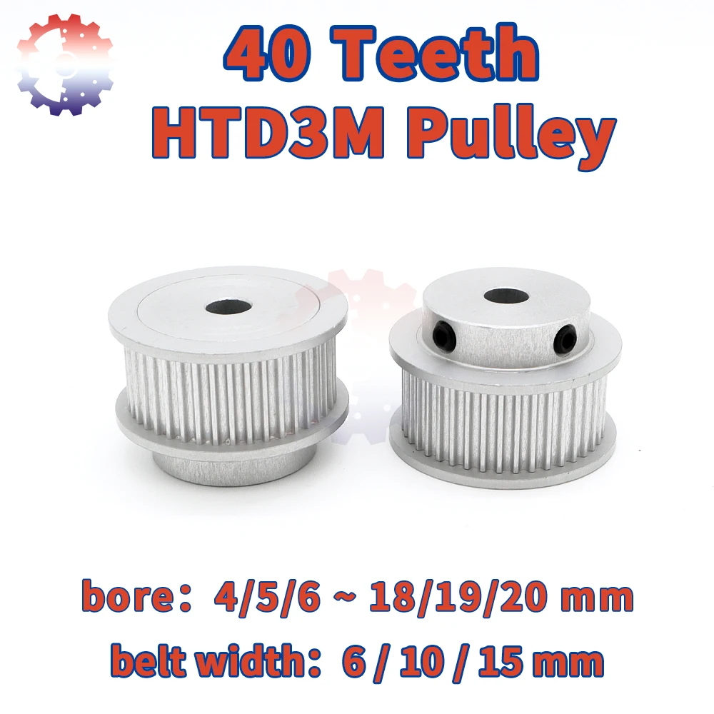 

HTD3M 40teeth Pulley 3M Timing Pulley Bore 4/5/6/7/8~20mm For Belt Width 6 10 15mm 40T 40 Teeth Synchronous Wheel HTD 3M Pulley