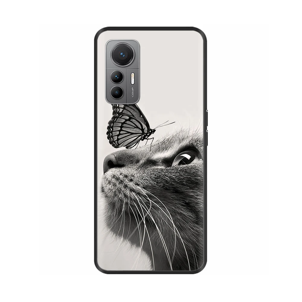 For Xiaomi 12 Lite Case Mi 12X TPU Cute Soft Silicone Flower Cat Back Cover for Xiaomi Mi 12 Pro Mi12 X Cases Mi12 12Pro Bumper