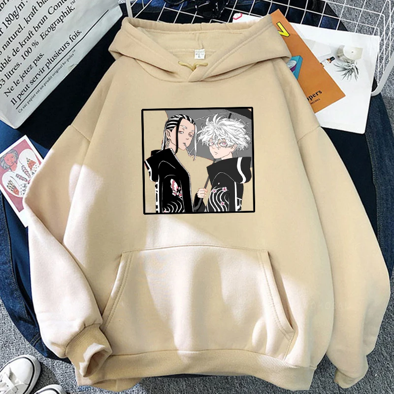 Japanese Anime Tokyo Revengers Patchwork Hoodies Men's Clothes Imaushi Wakasa And Senju Kawaragi Manga Loose Y2k Men Sweatshirts