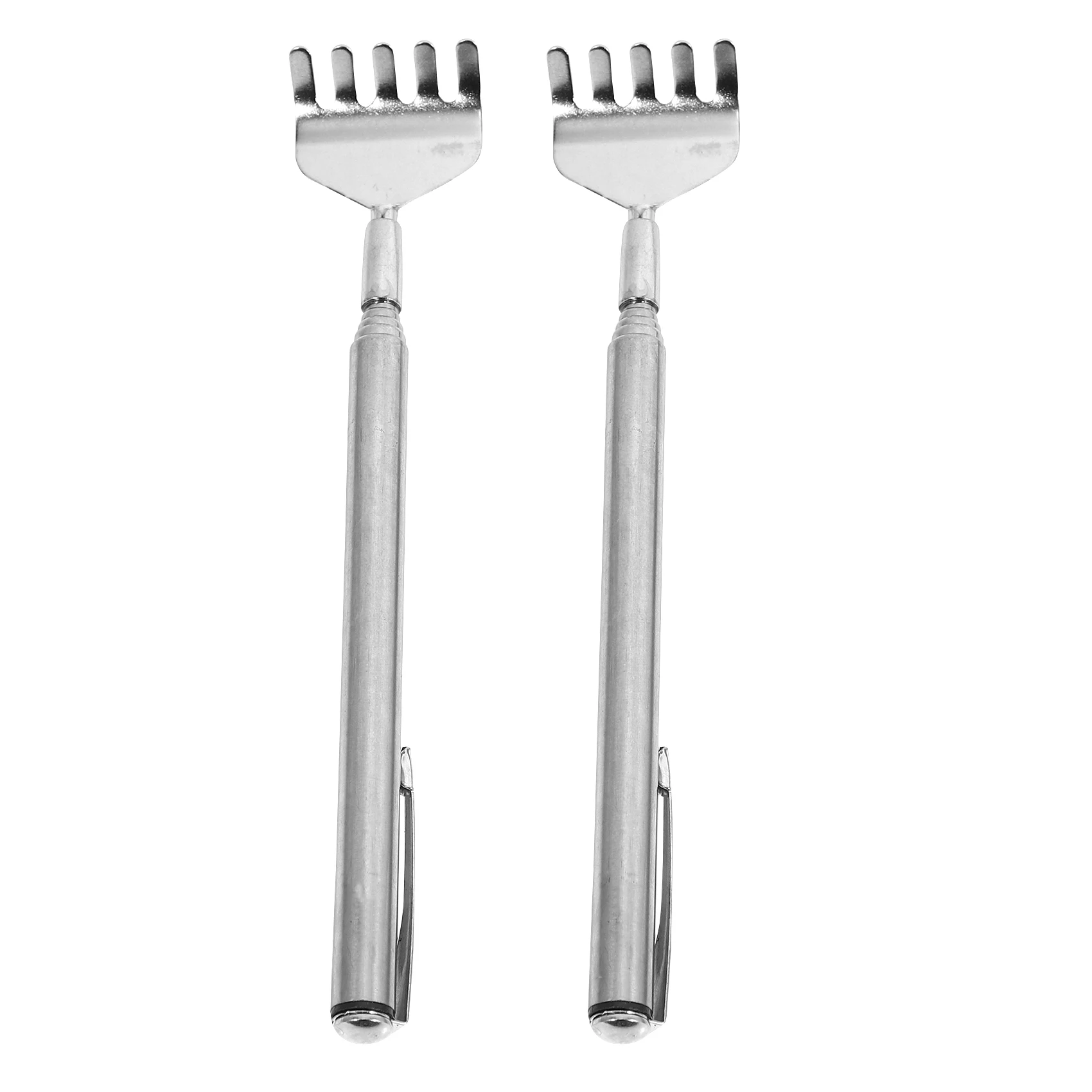 

4X Telescopic Stainless Steel Back Scratcher With Pocket Clip
