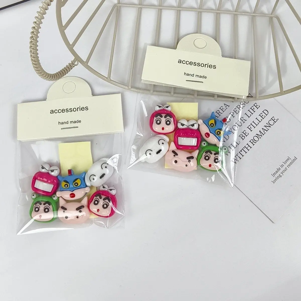 

6pcs Crayon Shin-chan Accessories Anime Cartoon Cream Glue Sticker 3d Seamless Sticker Cup Hole Shoes DIY Parts Materials Gifts