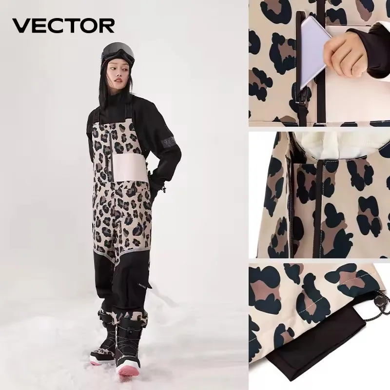 VECTOR уличные спортивные горные женские лыжные штаны зимние водонепроницаемые мужские и женские комбинезоны для сноуборда на подтяжках зимние штаны