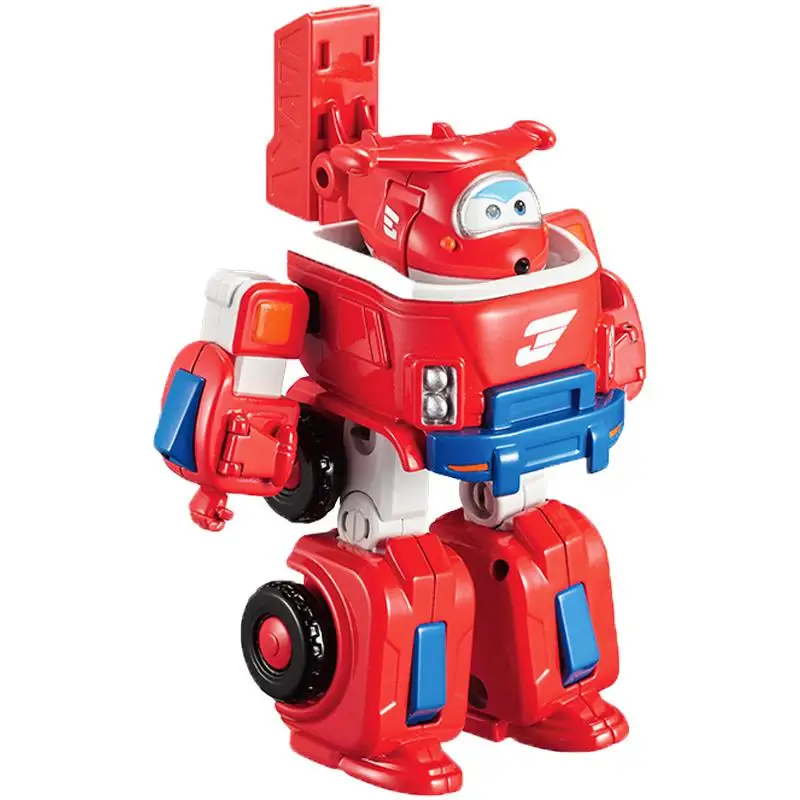 Auldey Original Super Wings Anime Figure Deformable Robot Q Edition Jett Fire Engine Action Figure Toys for Boys Girls Kids Gift