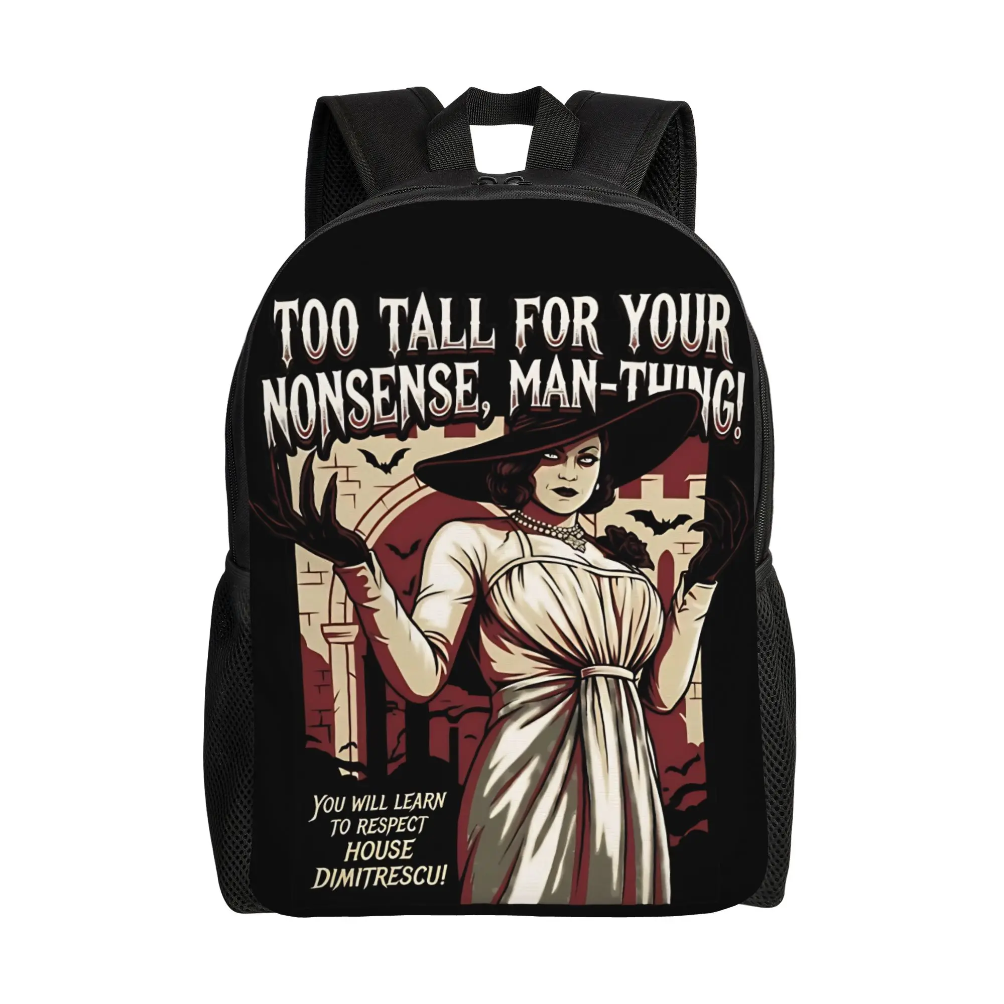 

Residents Evils Lady Dimitrescu Backpack Student Unisex Polyester Sport Backpacks Lightweight High School Bags Rucksack