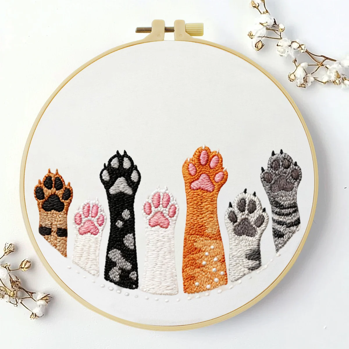1 Stück 20X20CM/15X15CM 7,87/6,3 Zoll Katzen-Stickerei-Starter-Kit DIY-Kit DIY-Stickerei-Set Handarbeiten Nähkunst Heimdekoration – Detail 1