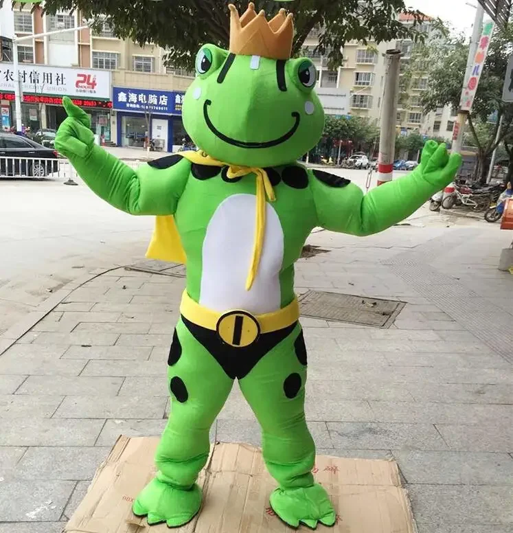 

2019 Hot Sale Frog Mascot Costume Cartoon Animal Frog Prince Cosplay Mascot Costumes for Halloween Birthday Party Funning Dress