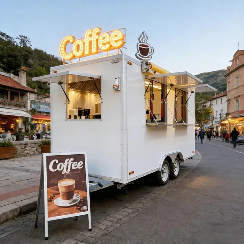 Food Truck Container Mobile Kitchen, Outdoor Street Coffee Cart, Cocktail Street Food Truck, Catering Trailer Customized