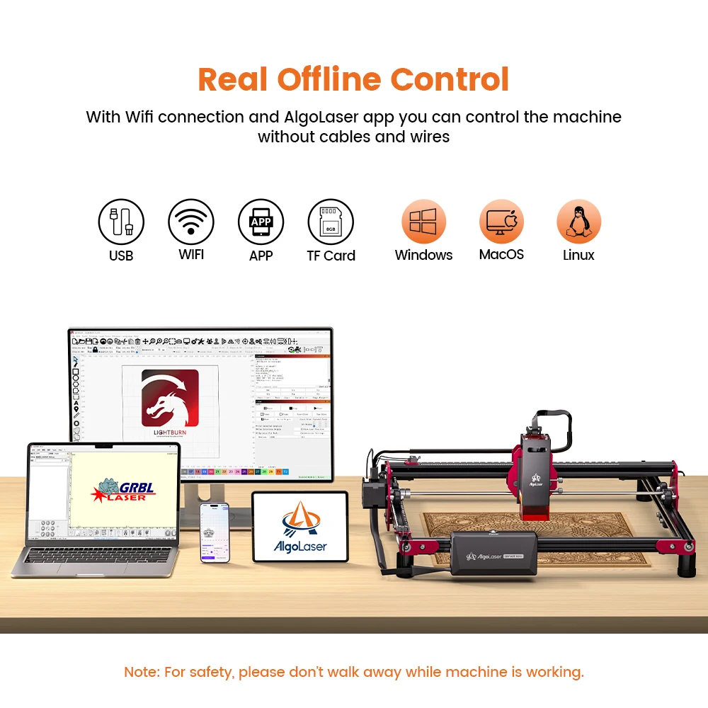 Portable AlgoLaser Laser Engraver DIY KIT MINI Printer Cutter Woodworking Machines Plastic 5000mw WI-FI Mini Engraving Machine