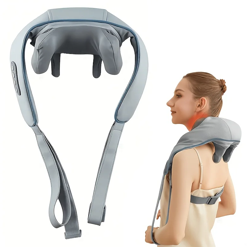 Nacken-Schulter-Massagegerät, Shiatsu-Wärme-Knetmassage, Freihändig Kabellos Aufladbar für Knoten, Zuhause Büro Reise, Geschenk für Mama Papa