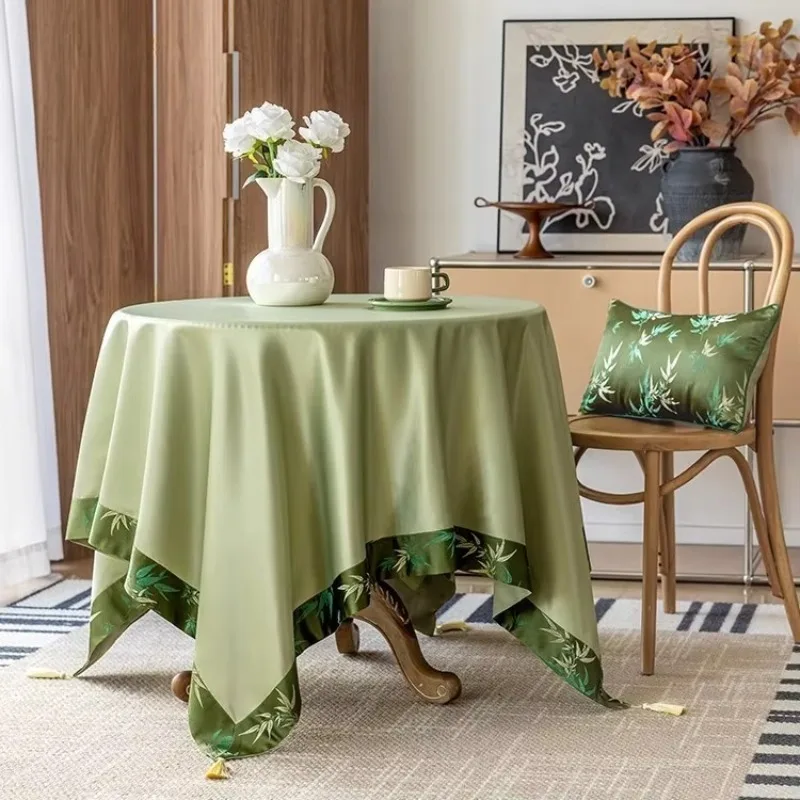 New Chinese Fabric Table Cover, Retro Light Luxury Decor with Chinese Painting Pattern