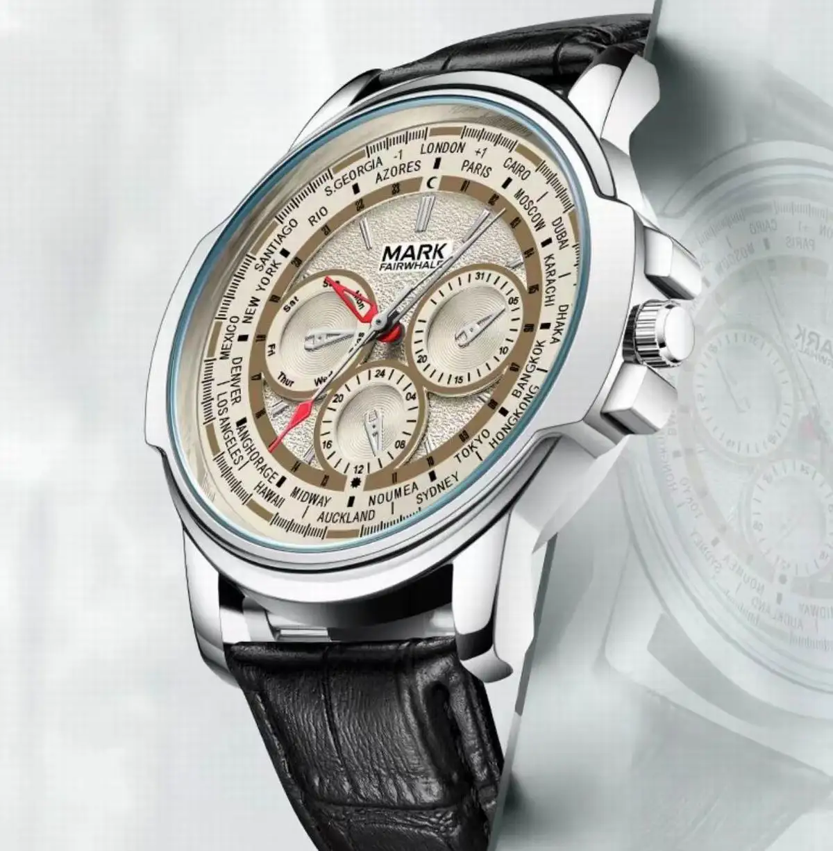 หน้าปัดตกแต่งไม่ทํางานนาฬิกาควอทซ์ผู้ชายสายหนังนาฬิกาข้อมือราคาถูก