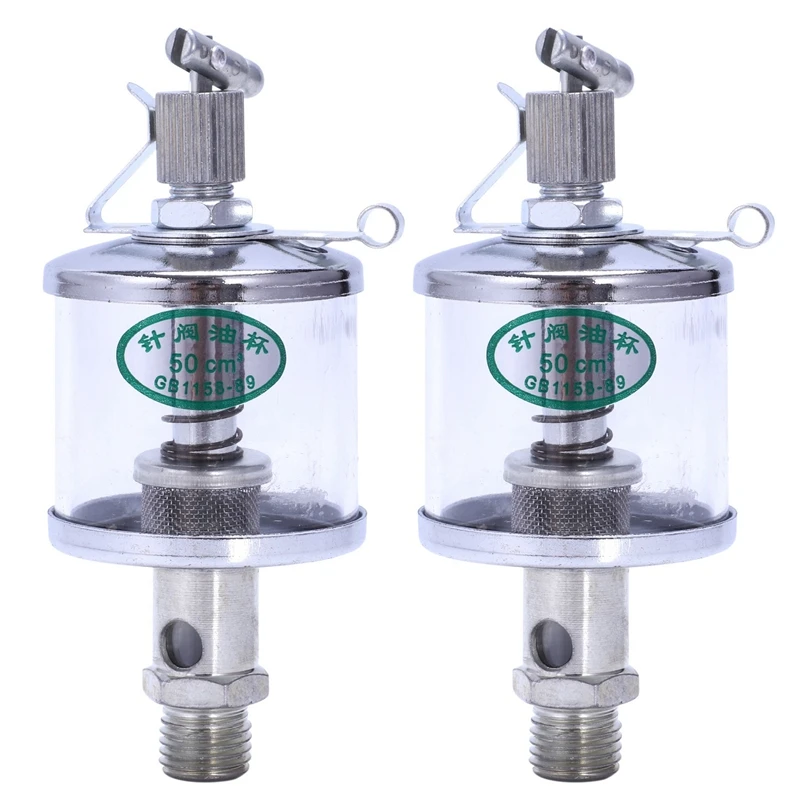 

2X 50Ml Engine Machine Lubricator Oil Gravity Drip Feed Oiler Clear+Silver