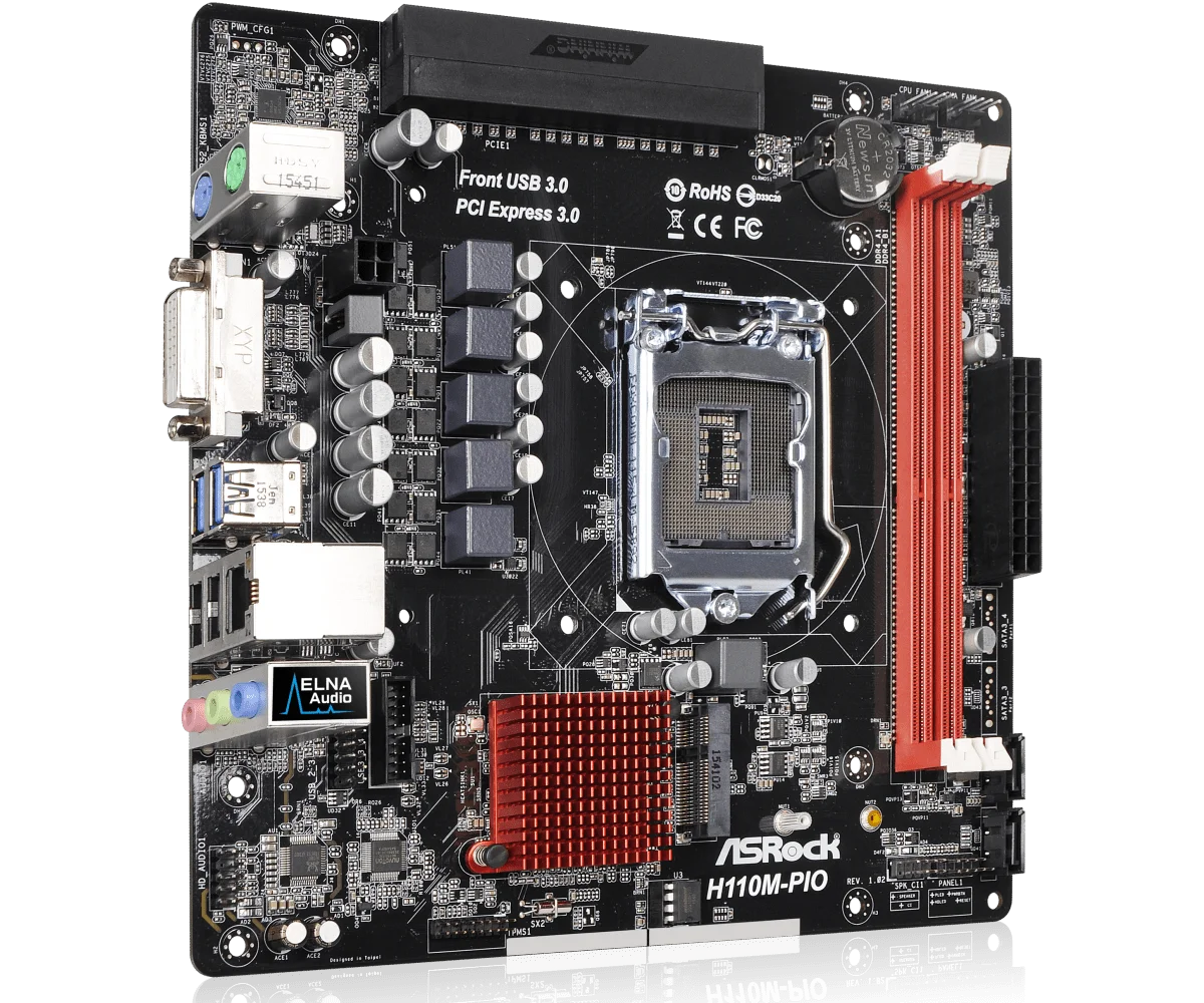 База Placa ASROCK H110M-PIO LGA 1151 Intel H110 DDR4 32G, совместимая с процессором 6100 6400 7300 7700 7100 6500 G4600 7600 uDTX