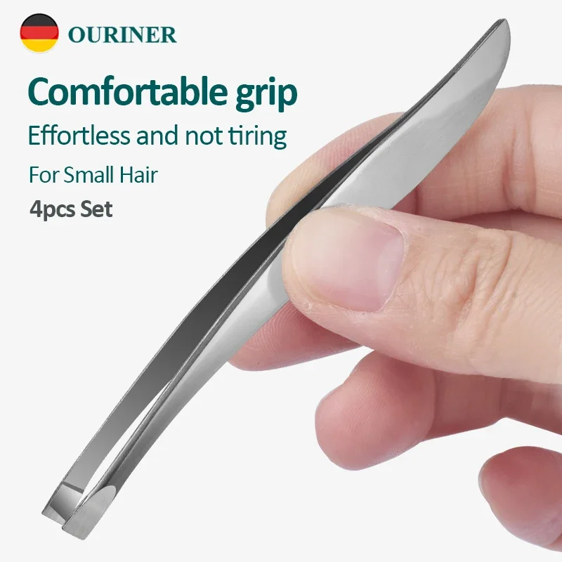 4 pcs/set New Arrival Professional Stainless Steel Tweezer Eyebrow Face Nose Hair Clip Remover Tool Clip