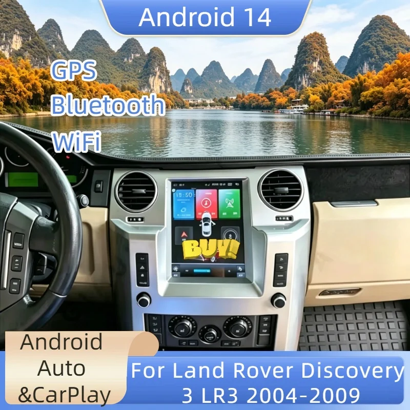 Android 14 Auto CarPlay Touch Screen 9'' For Land Rover Discovery 3 LR3 2004-2009 Car Radio Audio Multimedia Stereo Player Head