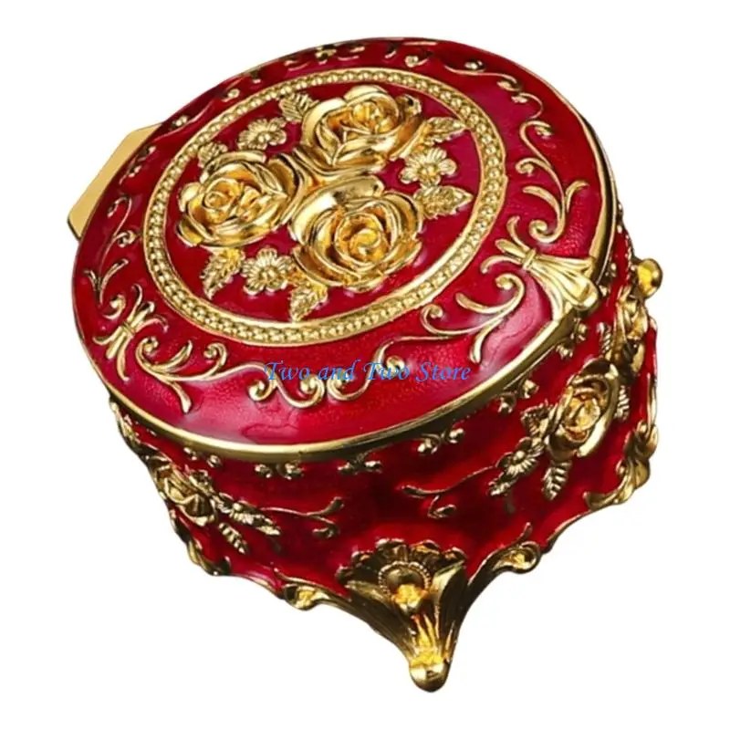 HX6F Decorative Enamel Coated Metal Jewelry Box With European Rose Designs For Gift Giving
