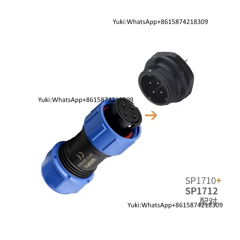 IP68 WEIPU SP17 SP1710 SP1711 SP1712 2Pin 3Pin 4Pin 5Pin 7Pin 9Pin 10Pin Threaded Male Female Plug Cable Connector for Power - view 3