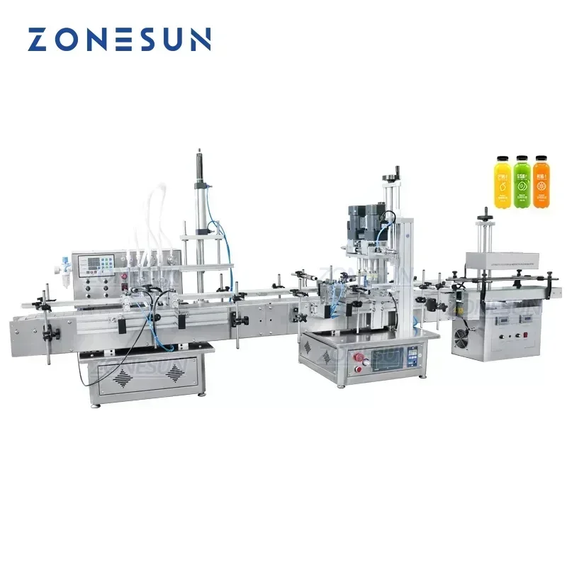 ZONESUN ZS-FAL180S Tabletop Automatic 4 Diving Heads Essential Oil Liquid Bottle Filling Capping Sealing Machine Line