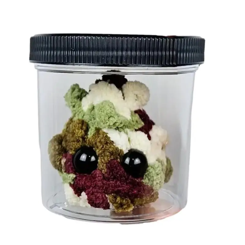 Grass Ball Plush Funny Crochet Little Grass Ball Plushie In A Jar Plush Stuffed Toy Crochet Accessory Desktop Plush Ornament