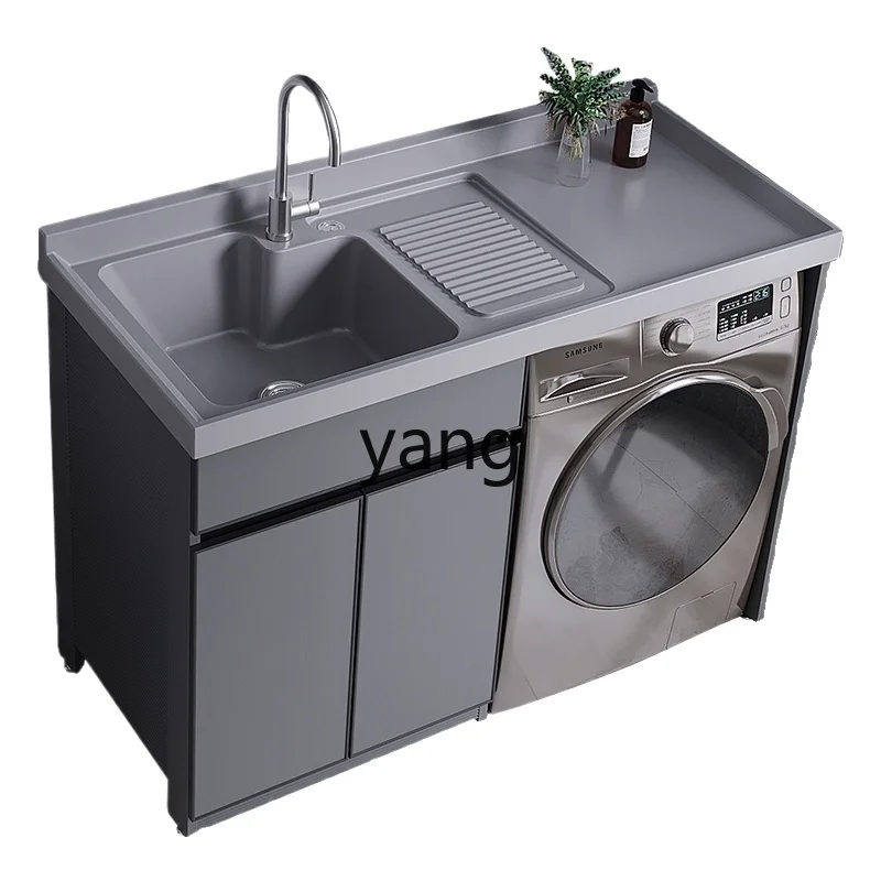 ZL Space Aluminum Balcony Washing Machine Cabinet Combination Drum Laundry Slot Pool Table Integrated with Rubbing Board