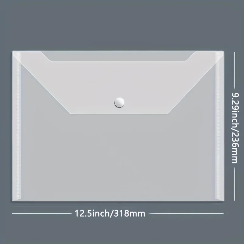 10pcs Classic A4 Transparent Plastic File Envelopes with Snap Closure, PP Material Office Document Organizer Bags for Storage an