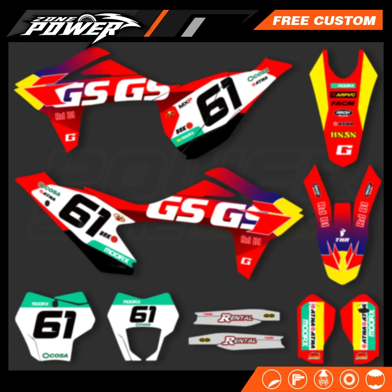 Powerzone Motorcycle Graphics Background Decals Sticker Kits for Gasgas Gas Gas EC MC 150 200 250 300 350 400 450 2021 2022 2023