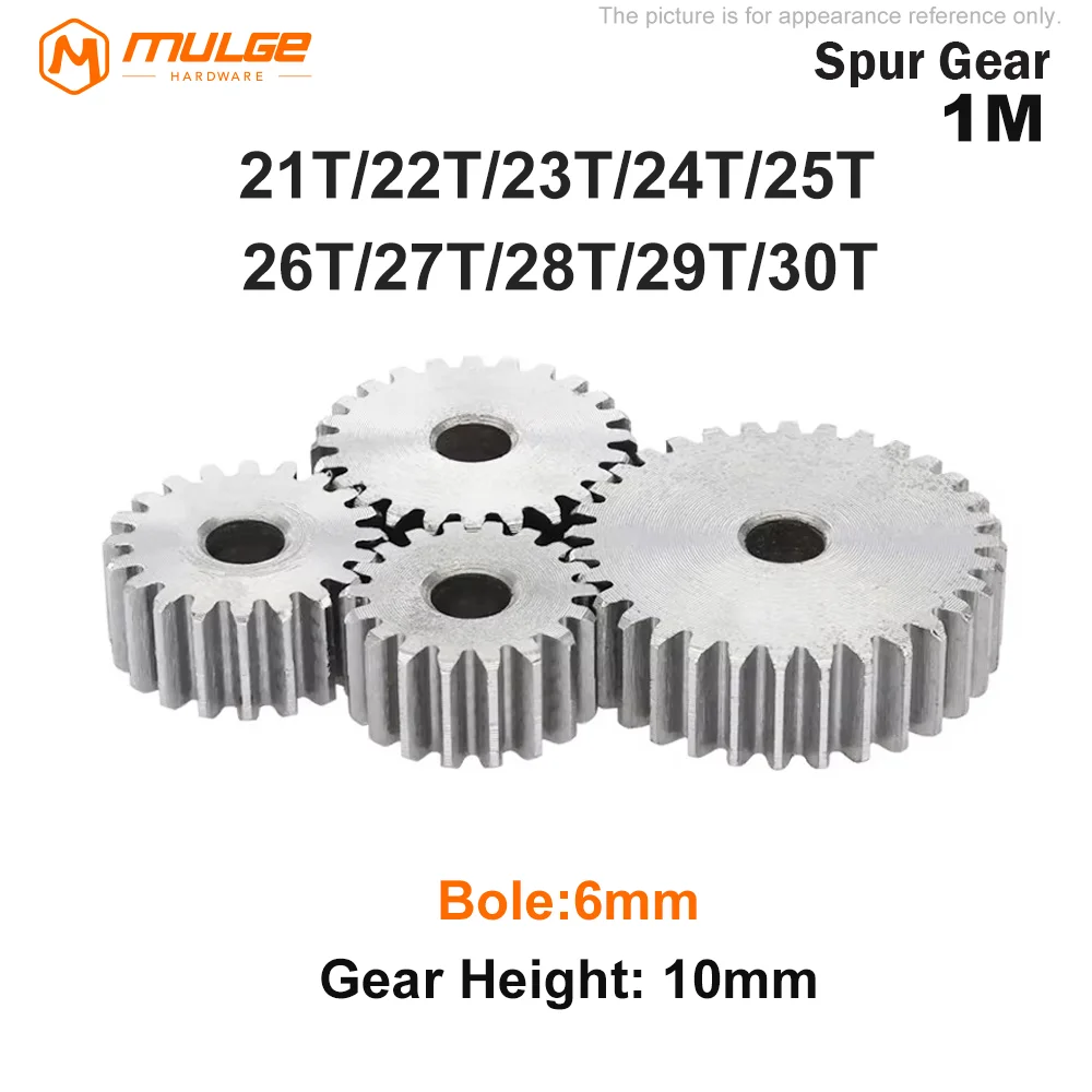 

Spur Gear 1M-21T/22T/23T/24T/25T/26T/27T/28T/29T/30Teeth SC45# Carbon Steel Material Cylindrical Gear Transmission Accessories