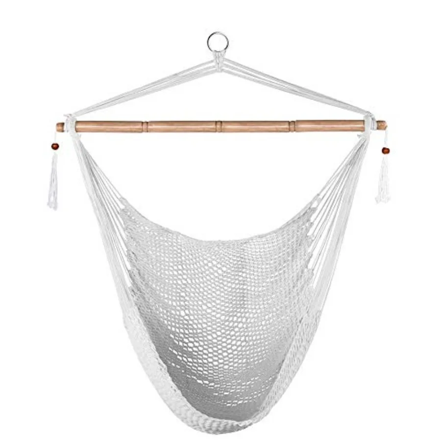 

Hanging Chair Caribbean Swing Chair Hammock Chair w/Soft-Spun Cotton Rope 40" Hardwood Spreader Bar Wide Seat Max 300 Pounds fo