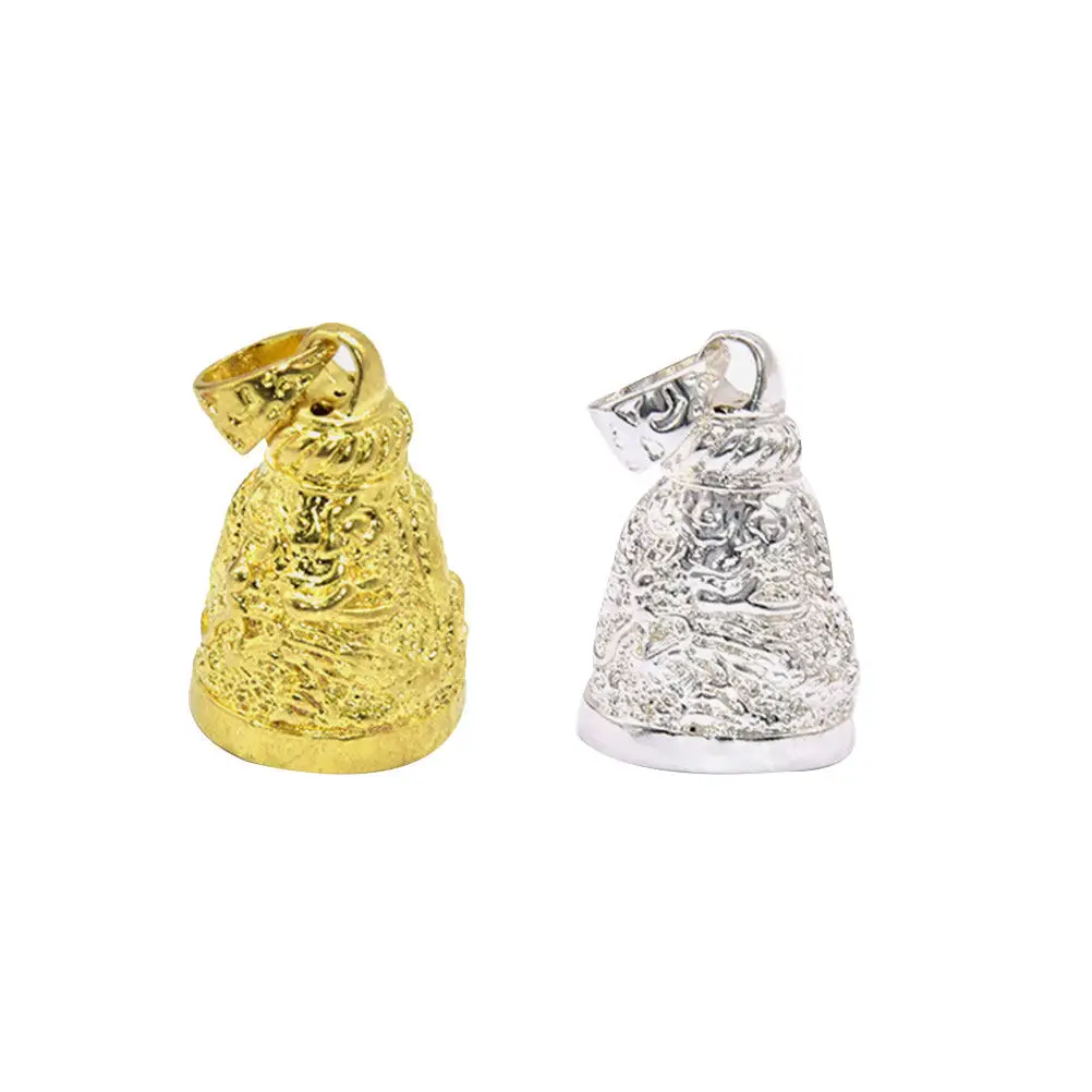 2Pcs Dragon Decorated Fortune Bell Hanging Pendant DIY Craft Copper Bells Christmas Ornament Golden Silver Hanging Bell